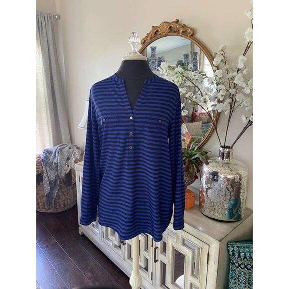 Blue and Black Calvin Klein Long Sleeved Shirt (Small) - Picture 1 of 3